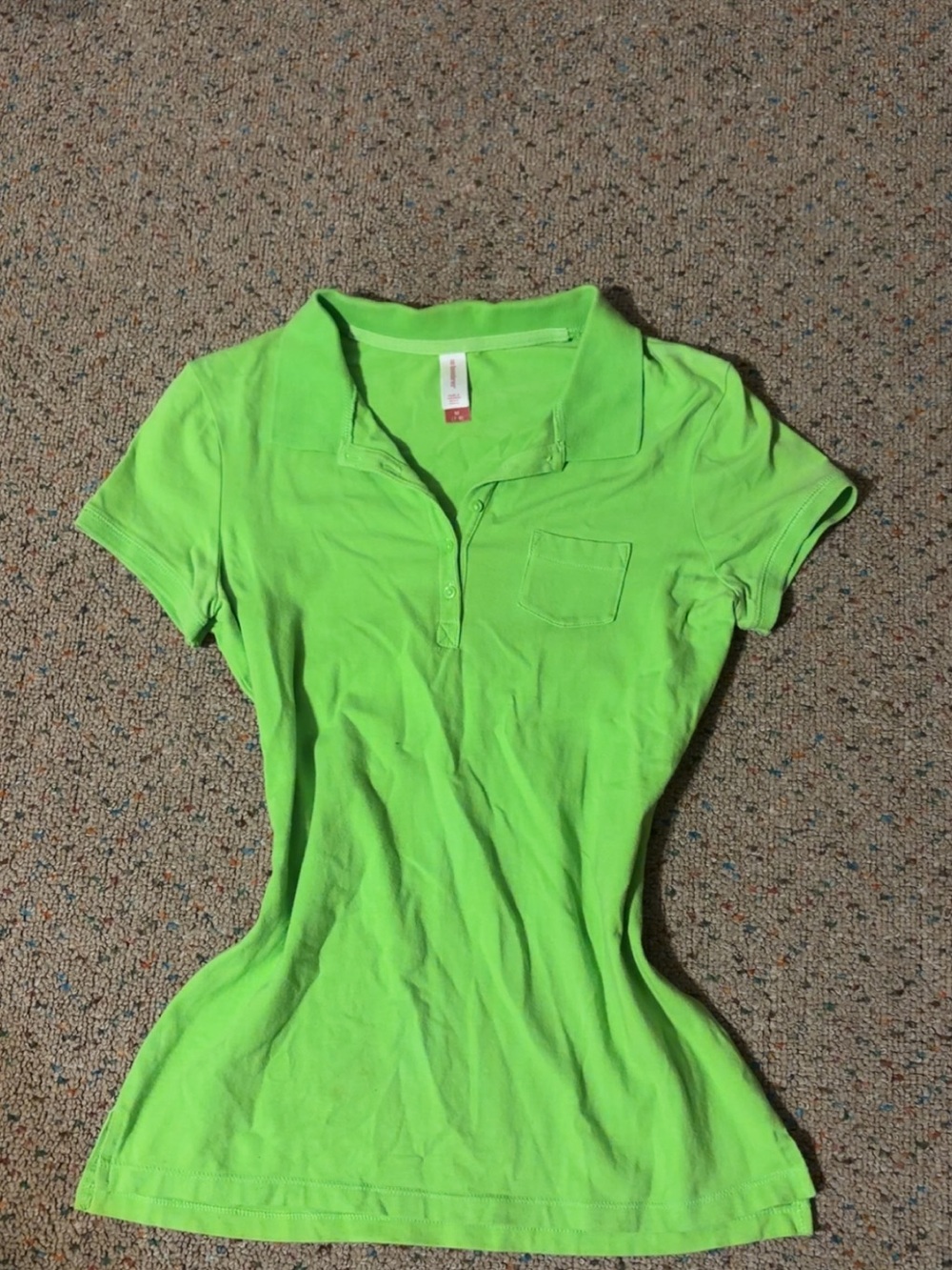 Vintage Y2K No Boundaries Lime Green Short Sleeve Polo Tee
